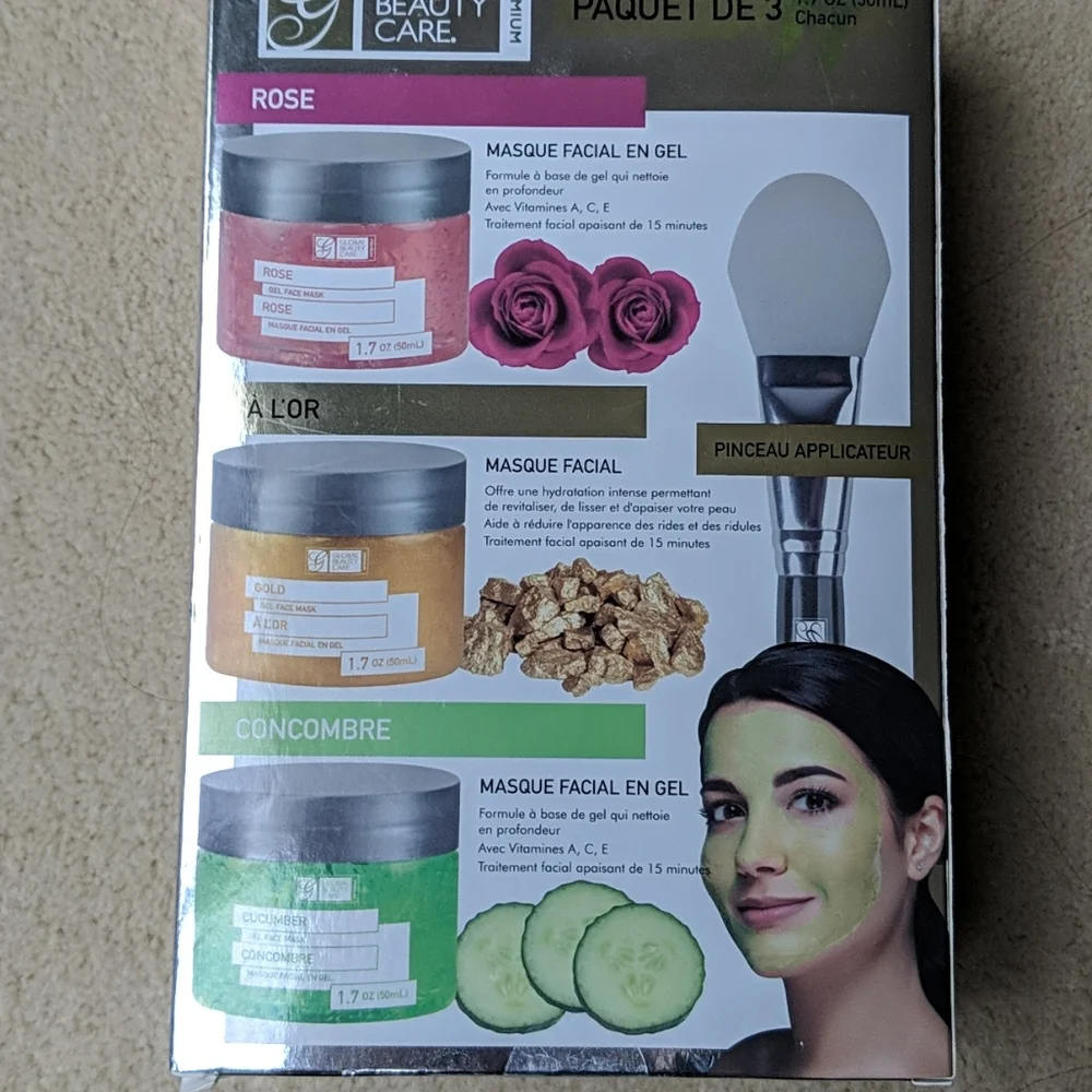 3-pack - Rose, Gold, & Cucumber Gel Masks